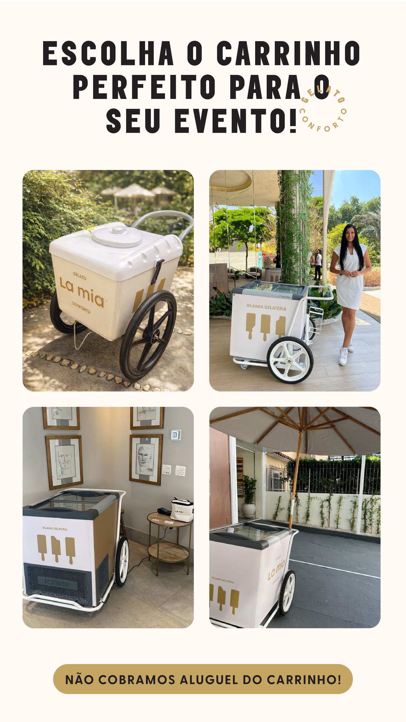 Carrinhos de gelato para eventos